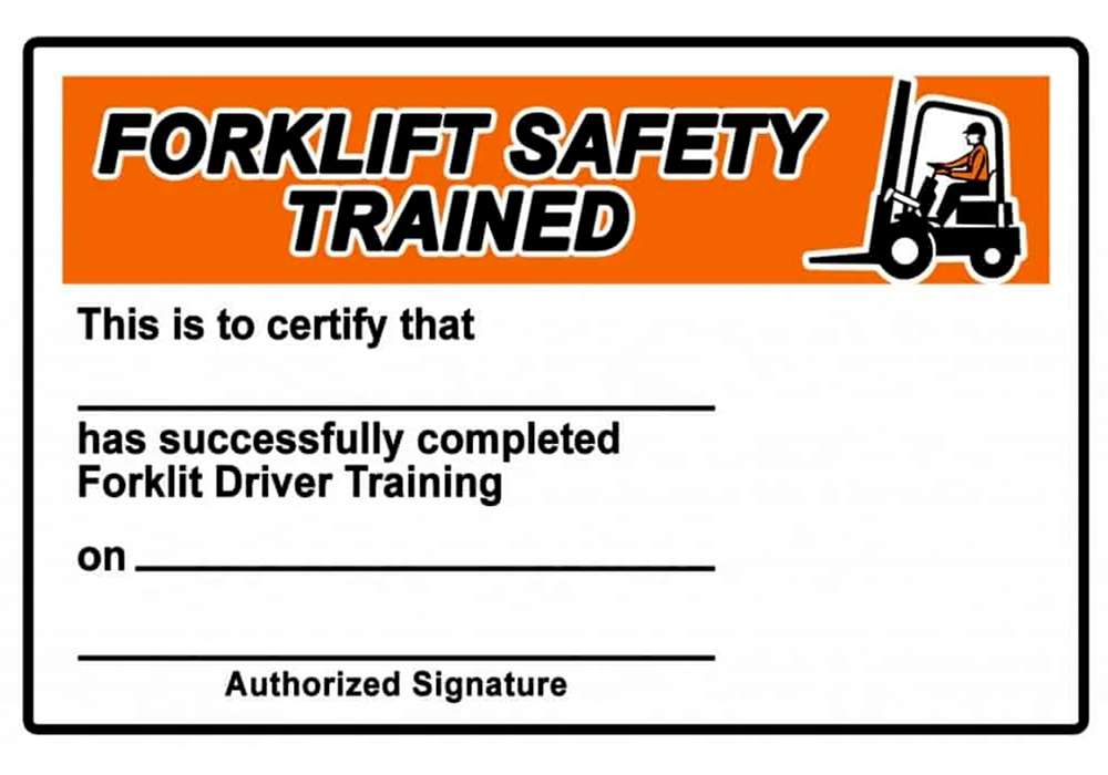OSHA Forklift Training Card